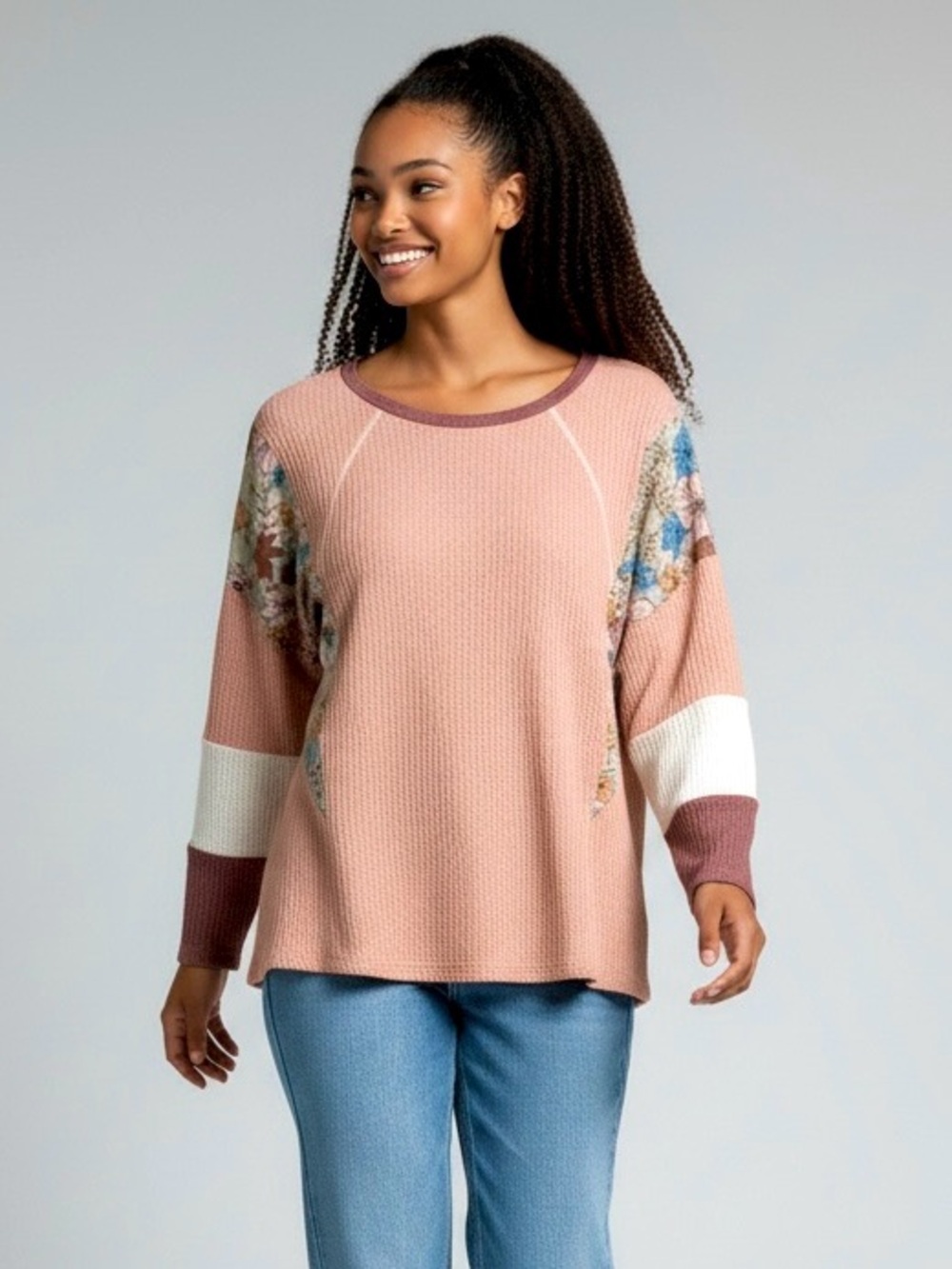 BloomChic Waffle-Knit Pink Top, SZ 18-20